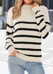 Exciting Black Friday Offer: 40% Off KIRUNDO Women’s Striped Turtleneck Sweater!