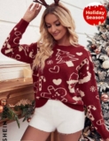 Huge 27% Discount: Shop SHEIN Essnce Christmas Pattern Drop Shoulder Sweater!