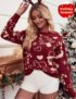 Huge 27% Discount: Shop SHEIN Essnce Christmas Pattern Drop Shoulder Sweater!